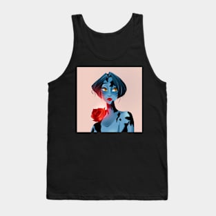 Mermaid Girl with Rose Tank Top